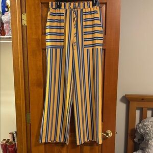 Women’s Striped Yellow and Blue Pants Size Large